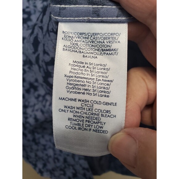 Chaps No Iron Women's Cotton Blue Floral Flip Cuff Button-Up Shirt Size XL - Picture 5 of 5